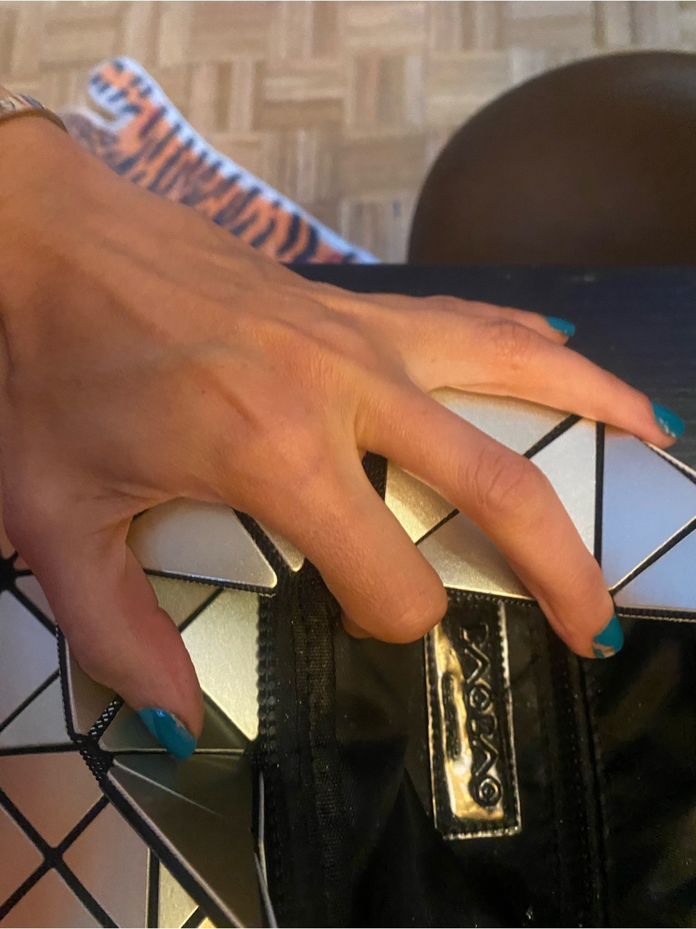 Issey miake Geometric Metallic clutch bag - Gold and Silver Triangle Accent - Picture 3 of 3